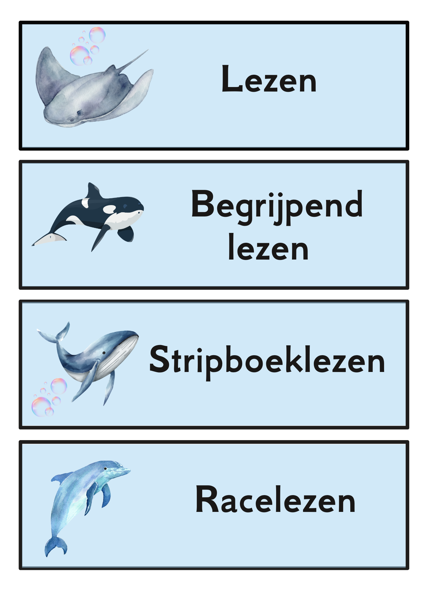 Dagritmekaarten Oceaan thema